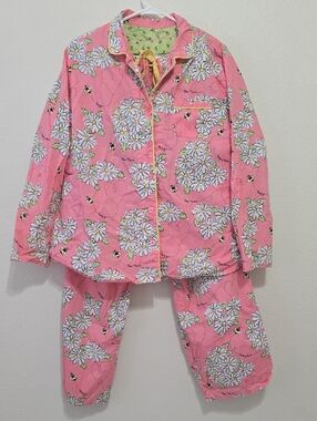 Nick & Nora Pink Daisy and Bee Cotton Pajama Set XXL
